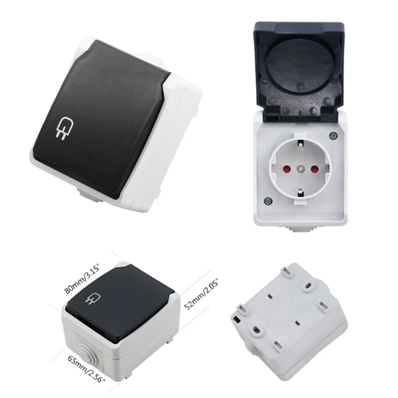 

Single Waterproof Socket with Child Protections Door Wall Electrical Sockets EU Standard Outdoor Rainproof Socket