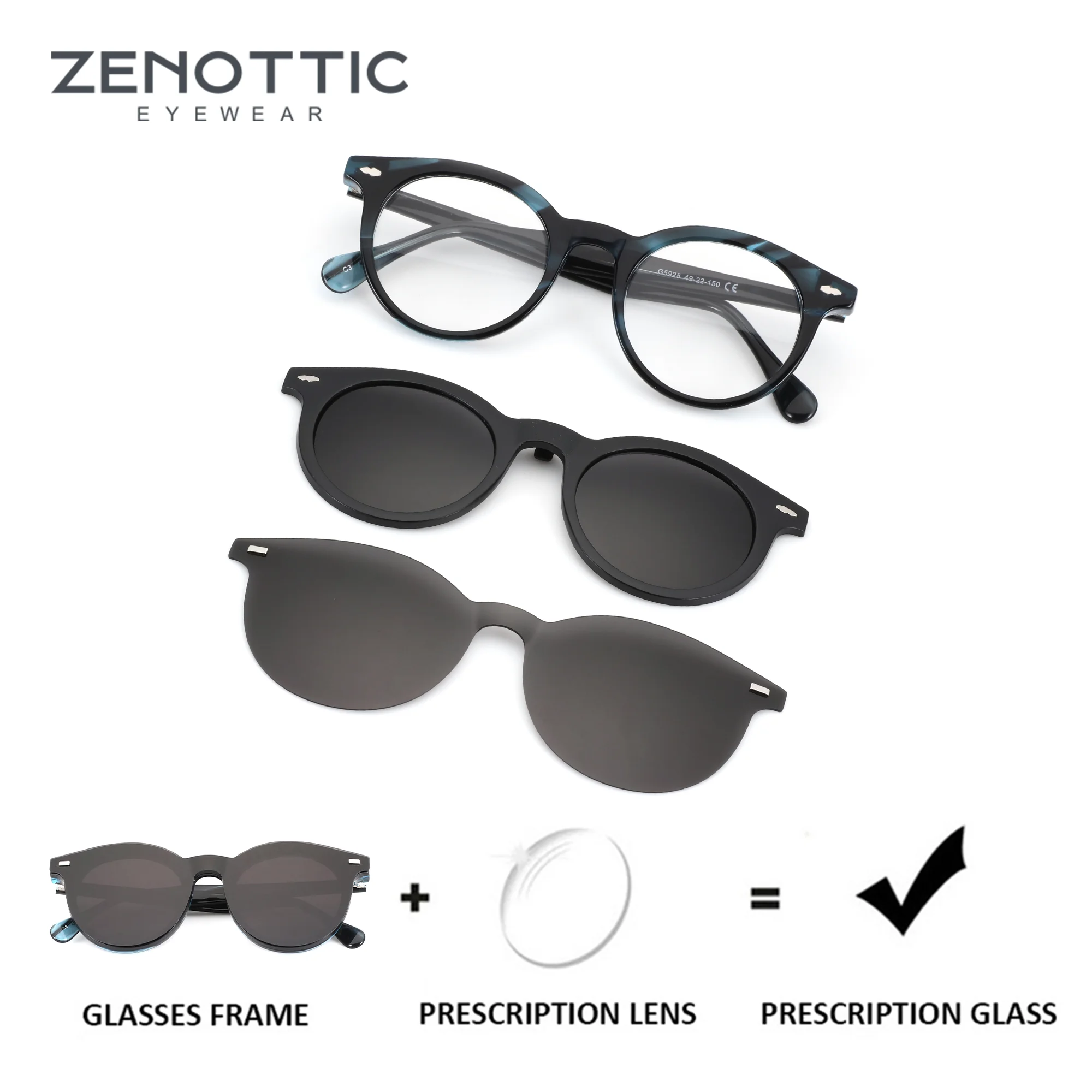 

ZENOTTIC (L Size）Round Magnetic Sunglasses Attachment for Mens Prescription Glasses Perfect for Driving