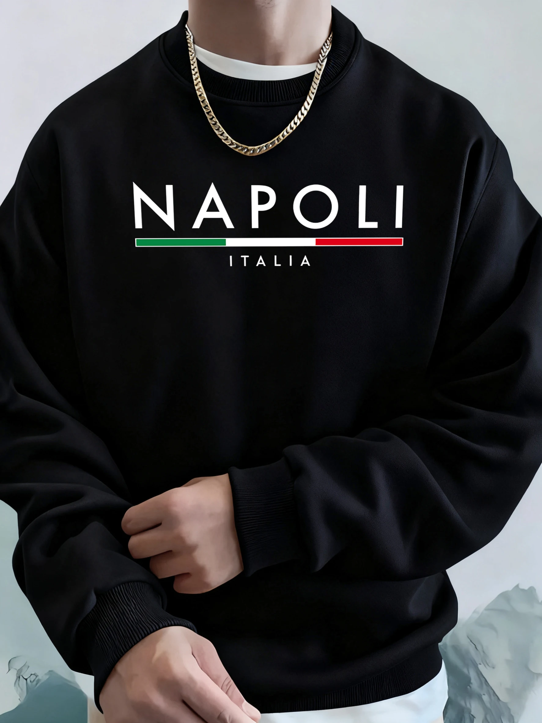 Napoli italia carta padrão moda hoodie masculino outono velo com capuz pulôver confortável macio moletom casual rua streetwear