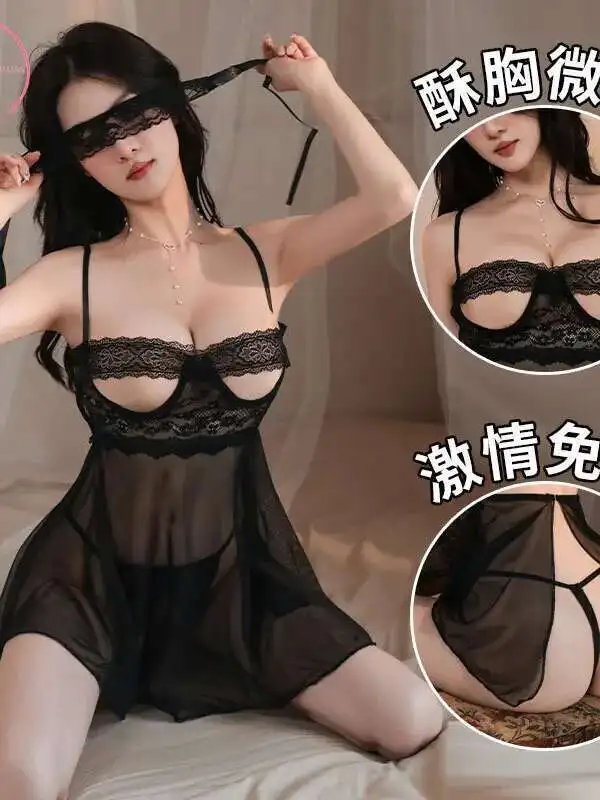 Sexy Mesh Spitze Aushöhlen Kleid Mode Elegante Romantische Weiche Atmungsaktive Romantische Reife Charme Sheer Leidenschaftliche Uniform L5AQ