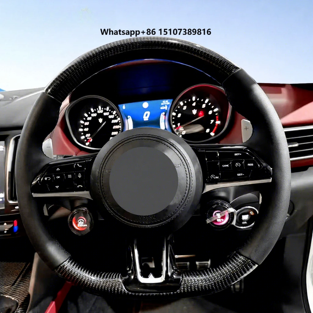 Superior Quality Car Interior Upgrade Accessories Real Leather and Carbon Fiber Steering Wheel for  Levante