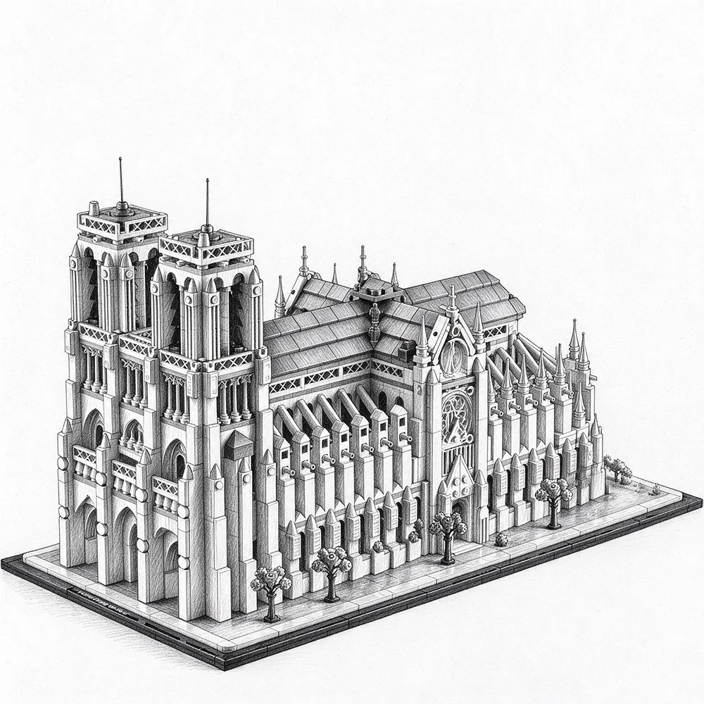 Popular toys, world-famous attractions, Notre Dame model building blocks, children educational assembly gifts, home decorations