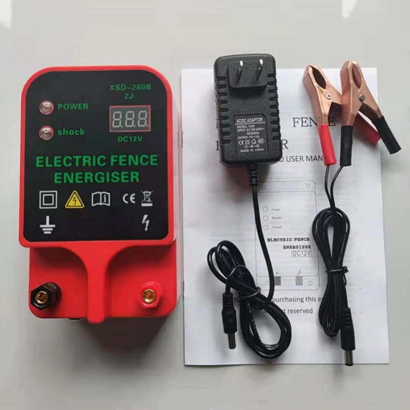 

Waterproof Electric Fence Energizer Livestock High Voltage Pulse Controller High-decibel Alarm LCD Voltage Display 10 KM