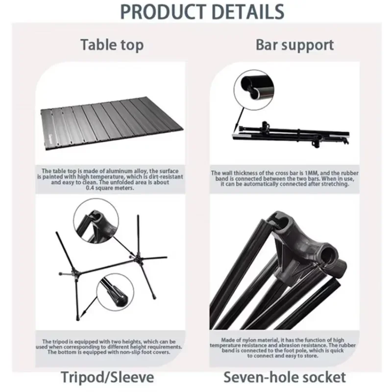 Newly Upgraded Ultra-light Outdoor Meals Easy To Fold Patio Furniture Camping Aluminum Alloy Folding Table