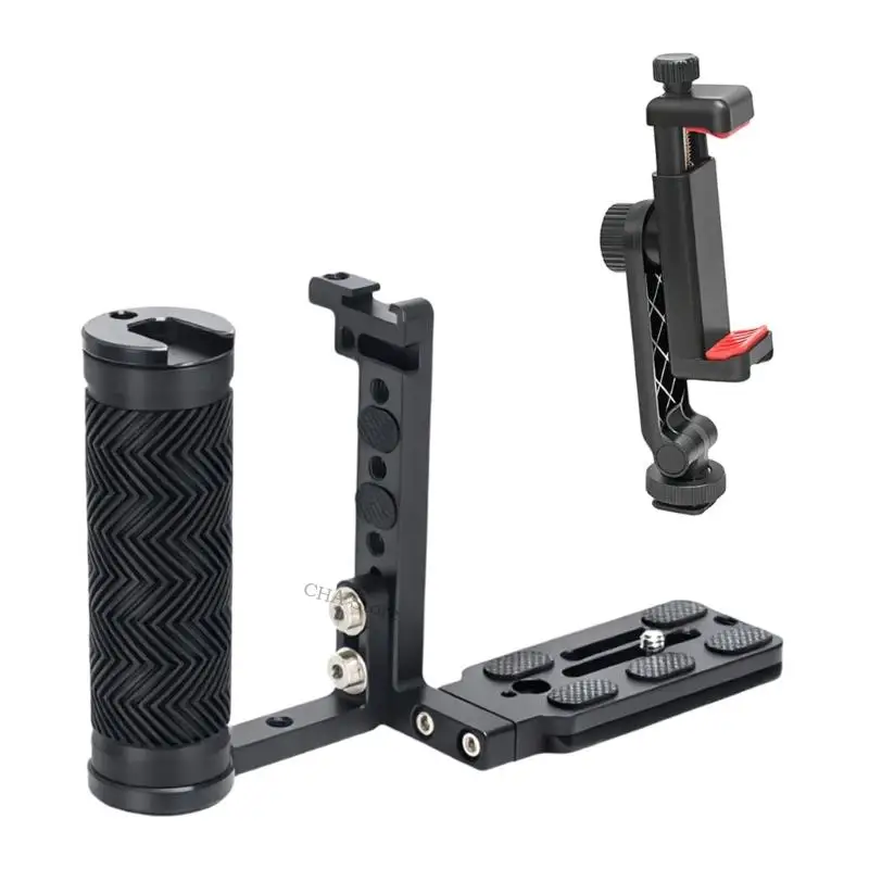 Multifunction Camera Cage Quick Release Plate With Double Handheld Grips Compatibles Various Camera Models