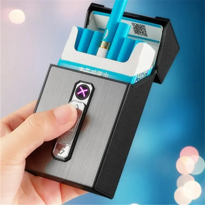 Double Arc Pulse USB Charging Lighter Waterproof Cigarette Case Can Hold 20 Cigarettes Cigarette Storage Box Ignition Men's Gift
