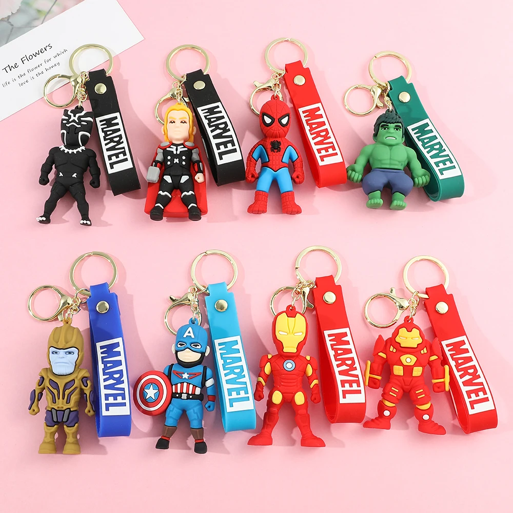 Disney Marvel Keychains for Car Iron Man Spider Man Hulk Thor Captain America Toy Llaveros Bag Car Key Accessories