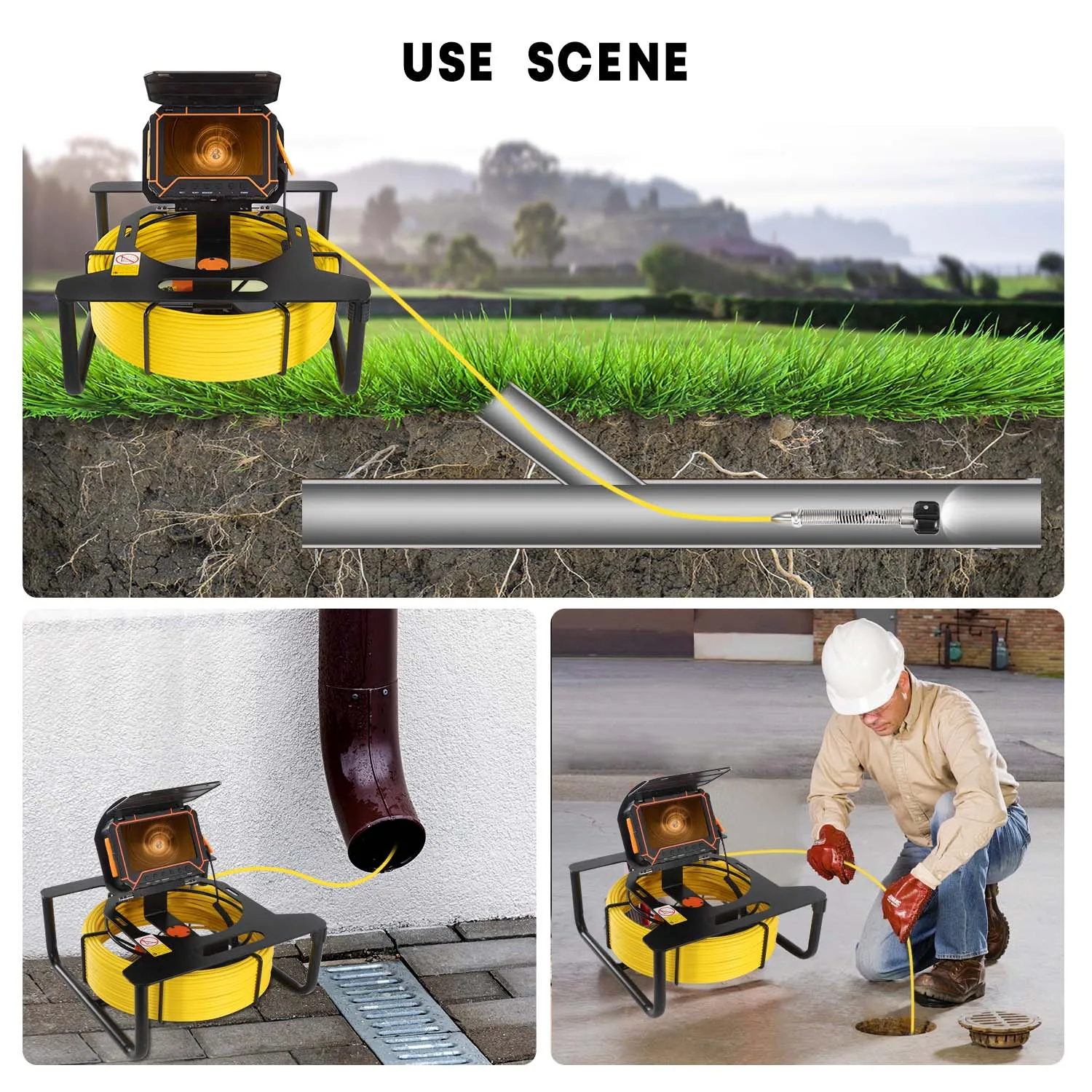 Sewer Pipeline Inspection Camera 5 "High-Definition Screen 512HZ Wireless Transmission 16GB DVR IP68 Waterproof Endoscope