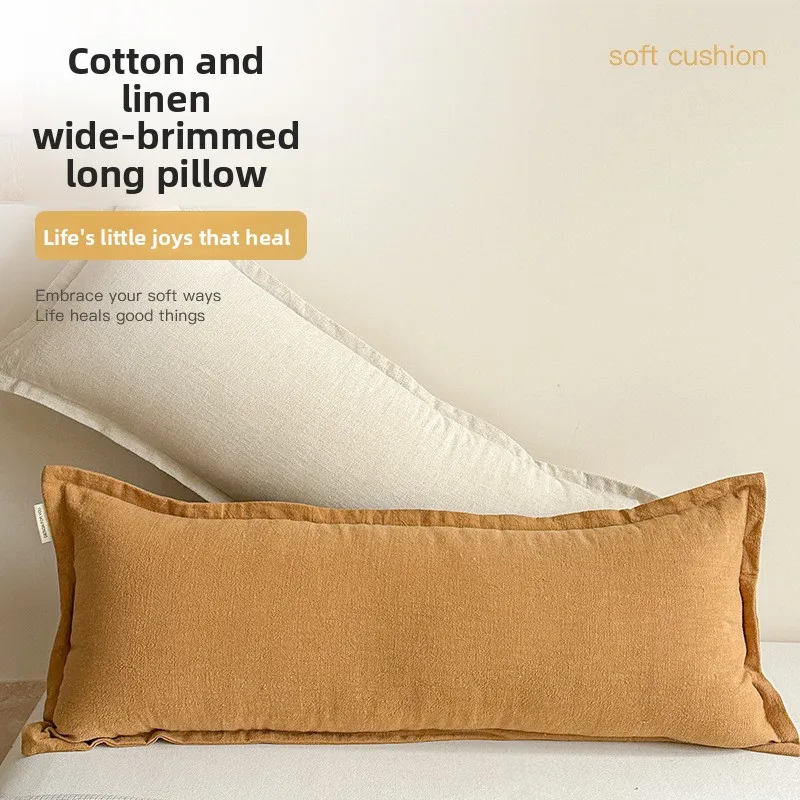 

Премиальная хлопково-льняная декоративная подушка с наволочкой, мягкая диванная подушка, длинная подушка для поясницы, с эффектом песочной стирки, для домашнего декора, 1 шт.
