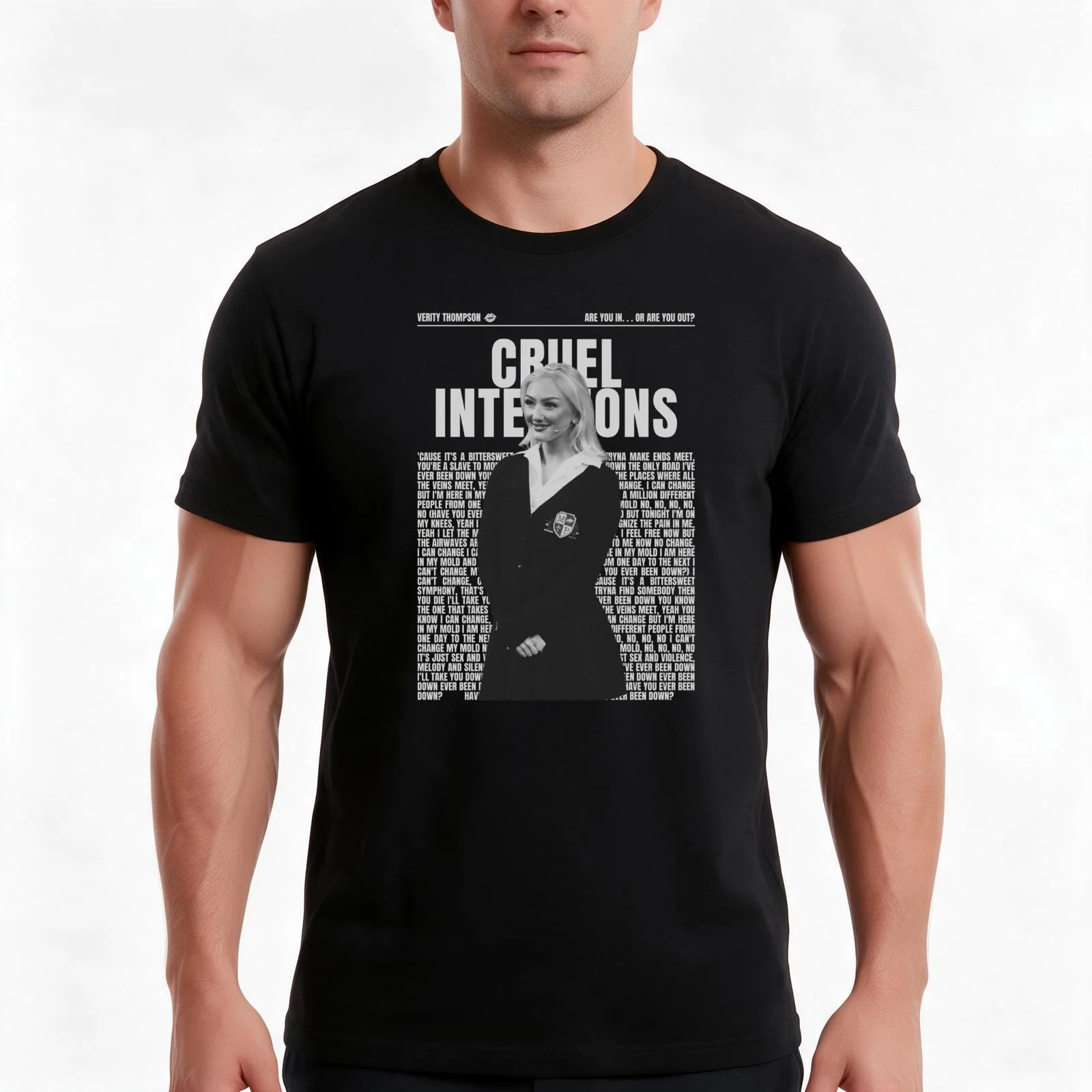 CRUEL INTENTIONS' (Verity Thompson) design T-Shirt, Summer Casual Cotton Tee, Oversized Streetwear Tops, Vintage Graphic Print
