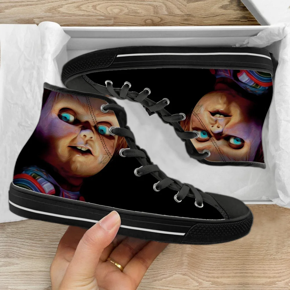 INSTANTARTS Horror Child's Play Print Breathable Spring High Top Casual Vulcanize Shoes Unisex Couple Flats Sneakers Lightweight