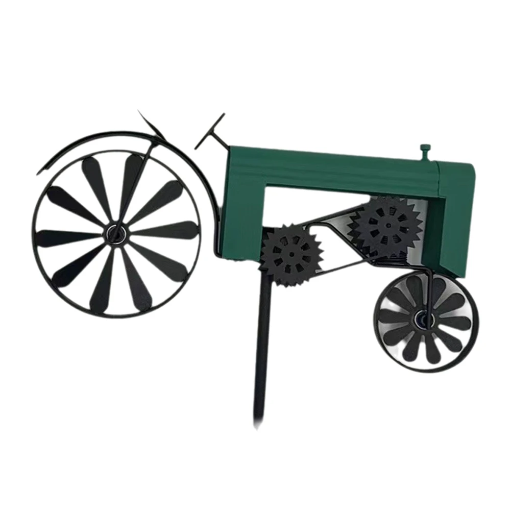 RMWIN-Garden Stake,Farm Tractor,Turning Wheels, Vintage Finish,Tractor Wind Spinner,Tractor Yard Stake Cart