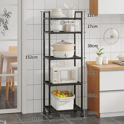 Microwave Oven Rack With Wheels Landing Trolley Strong Load-bearing Capacity Shelf Multi-function Easy Installation Storage Rack