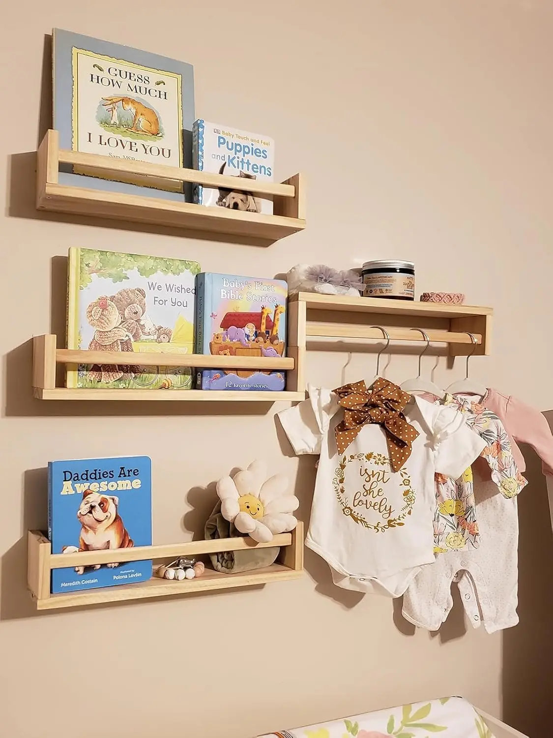

Floating Shelves for Wall, Burlywood Nursery Book Shelves, 15.7 inch Kids Bookshelf, Wall Shelves for Living Room Bedro