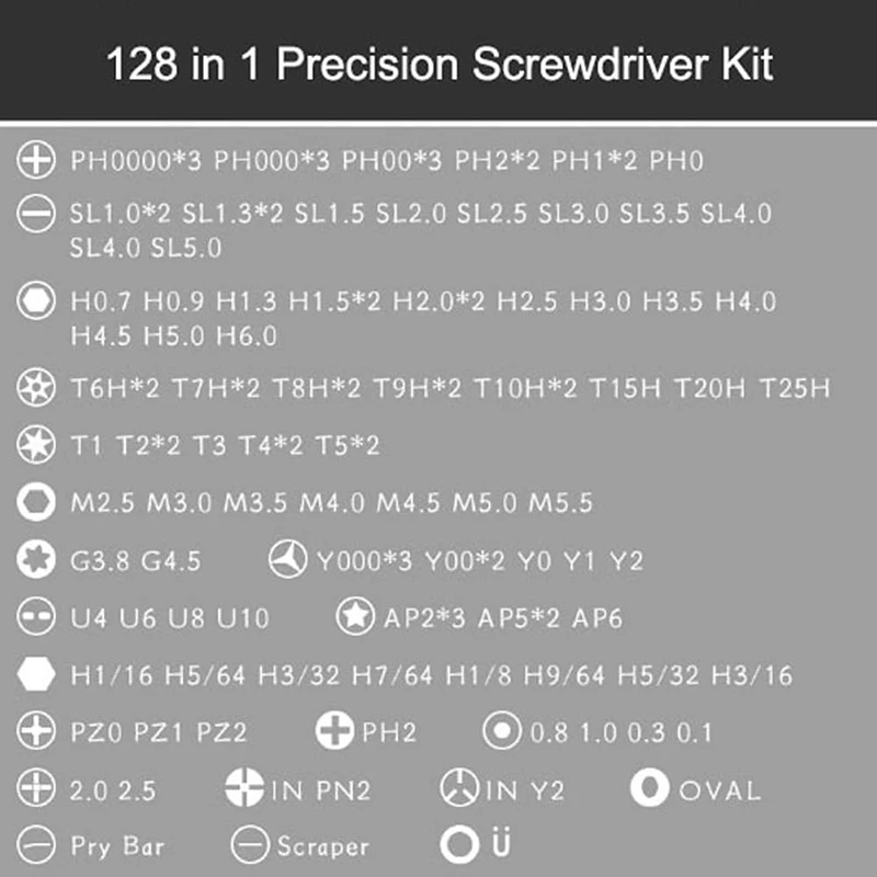 128 in 1 Precision Screwdriver Set Magnetic Phillips Torx Screw Driver Bits Portable Professional Electronic Repair Tool Set