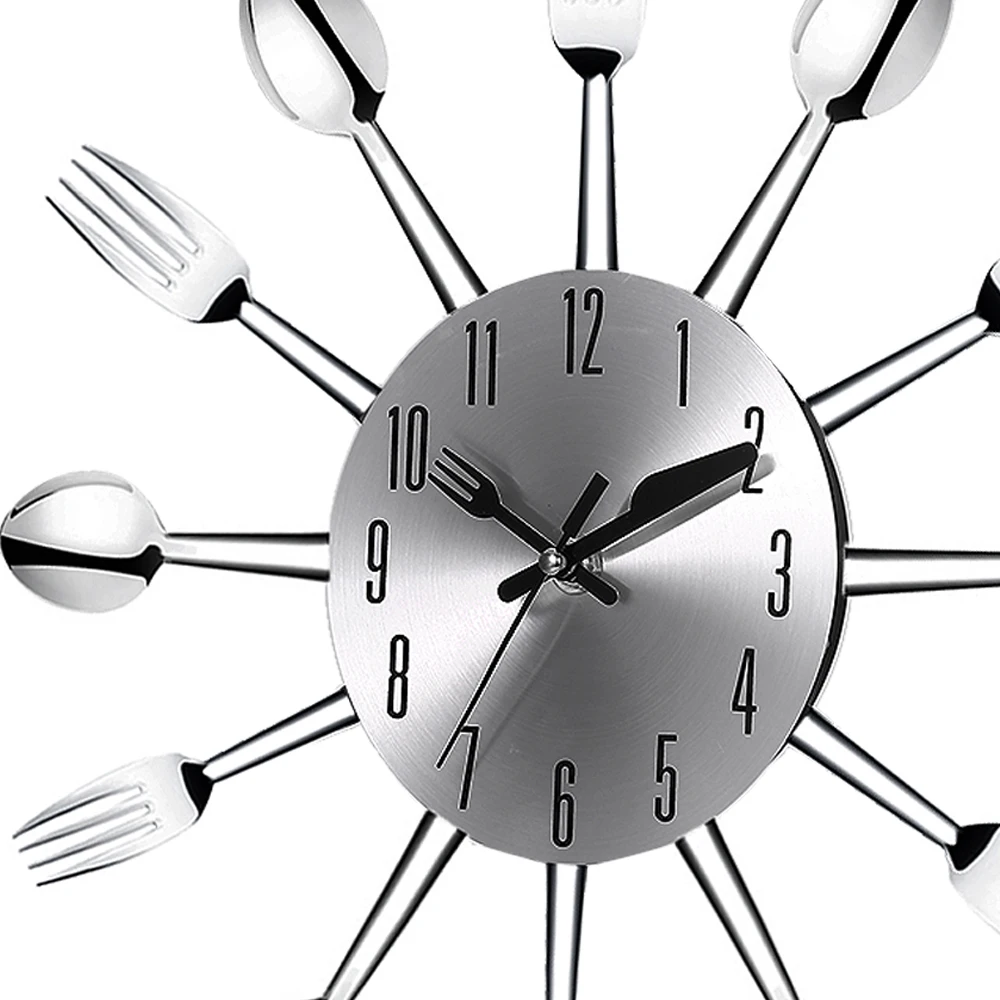 Stainless steel knife and fork spoon kitchen restaurant wall clock Home Decoration