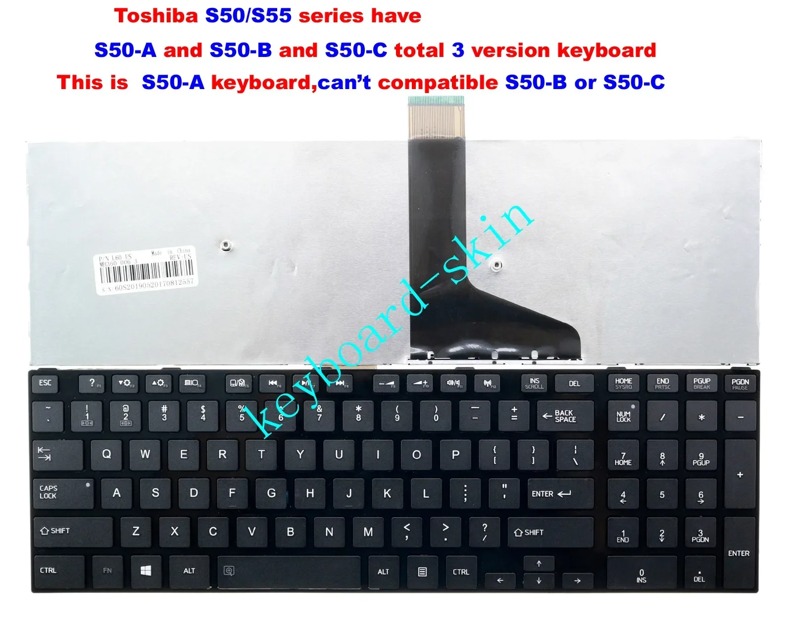 

New US black without backlit Keyboard for Toshiba Satellite S50-A S50D-A S50t-A S55-A S55D-A S55t-A S55-S5188 S50-A-00G laptop