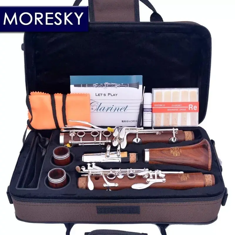 

MORESKY Red Wood Clarinet 18 Keys Bb Rosewood Silvering Keys Sib Klarnet M121