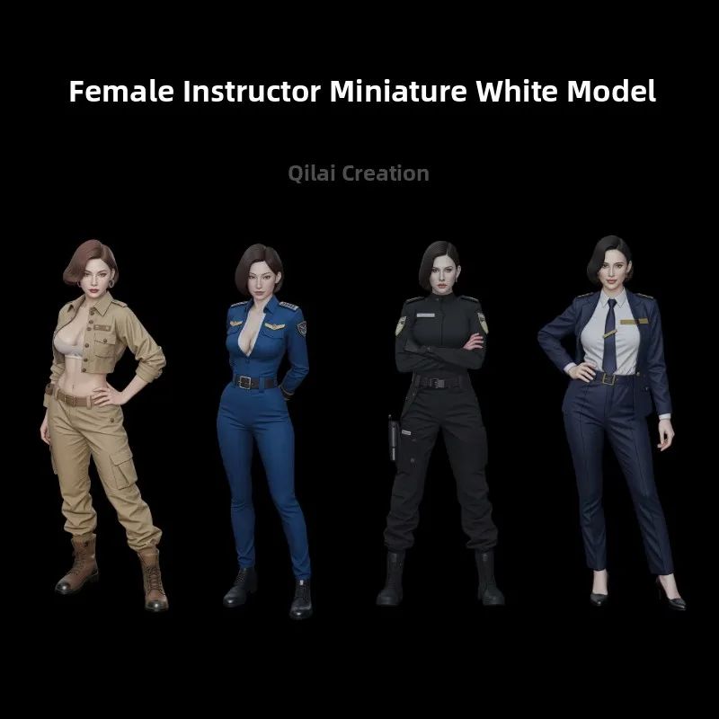 Resin Female Instructor Miniature Doll Beautiful Asian Soldier 124 Scale Collectible Figure Elegant Lady Plaything Model