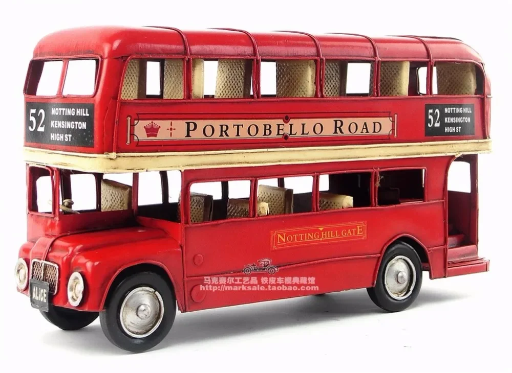 1966 Double-Decker Sightseeing Bus Model Valentine's Day Gift Home Decor, Bars, Restaurants, Coffee Shops, Decorations