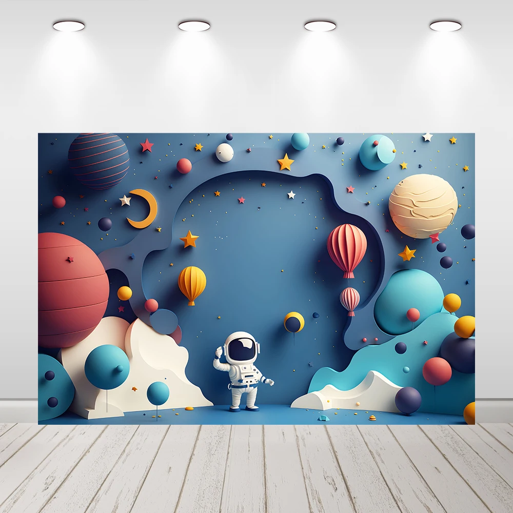 Astronaut Galaxy Space Mon Stars Cake Smash Backdrop For Photography Boys Birthday Party Decoration Background for Photo Studio