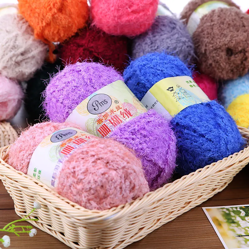 

100g Flush Coral Yarn Wool Fluffy Mink Eyelash Knitting Threads Crochet Chunky Bulky Cords Sweater Blankets Doll