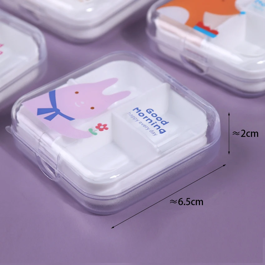 1PC Portable Empty Drugs Box 4 Compartments Mini Cute Pill Box Medicine Case for Healthy Carem Pill Box Storage Organizer