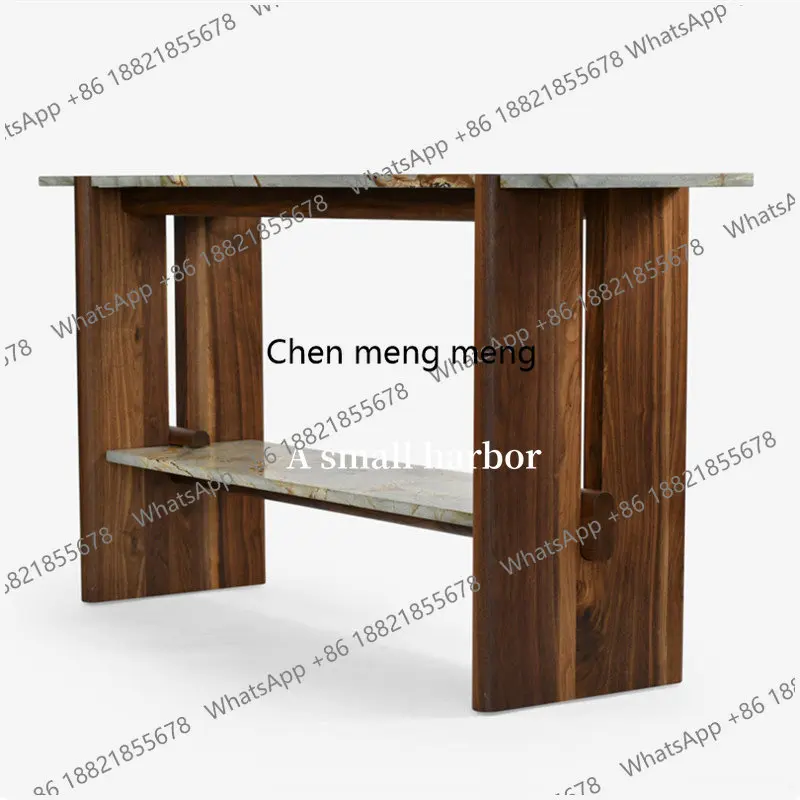 

Retro solid wood entrance table foyer entrance table integrated against the wall marble decorative side table