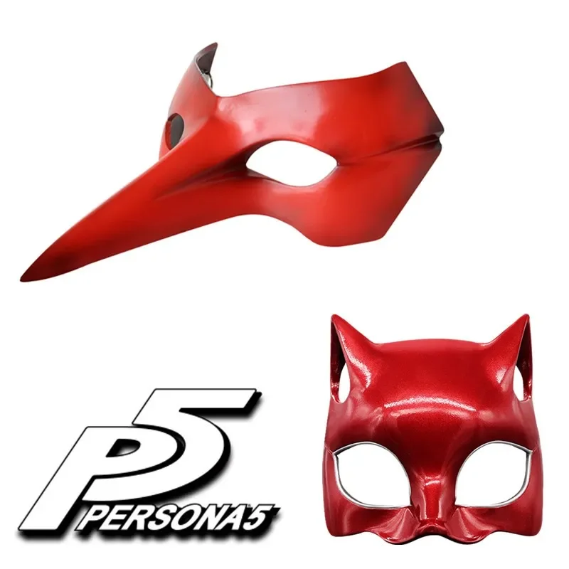 Goro Akechi Mask Cosplay Anime Persona 5 Role Crow Half Face Helmet Resin Headwear Halloween Masquerade Party Costume Prop