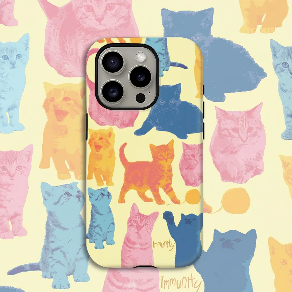 Colorful Pop Cats Phone Case for Samsung Galaxy S20 S23 S24 S25 S26 FE Plus Ultra Edge 4G 5G Luxury Double-layer Back Cover