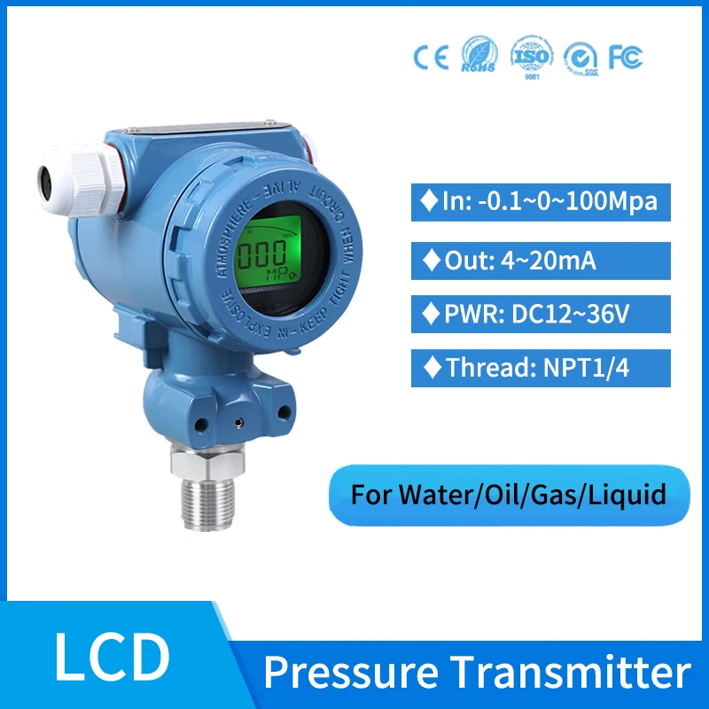 

NPT1/4 Smart Pressure Transmitter for Diesel Fuel Tank Pressure Transducer Water 4-20mA Pressure Sensor