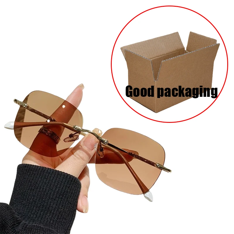 نظارات شمسية بدون إطار فوتوكروميك للنساء، نظارات شمسية بعدسات مربعة عتيقة، نظارات حماية من الأشعة فوق البنفسجية 400، نظارات كبيرة الحجم