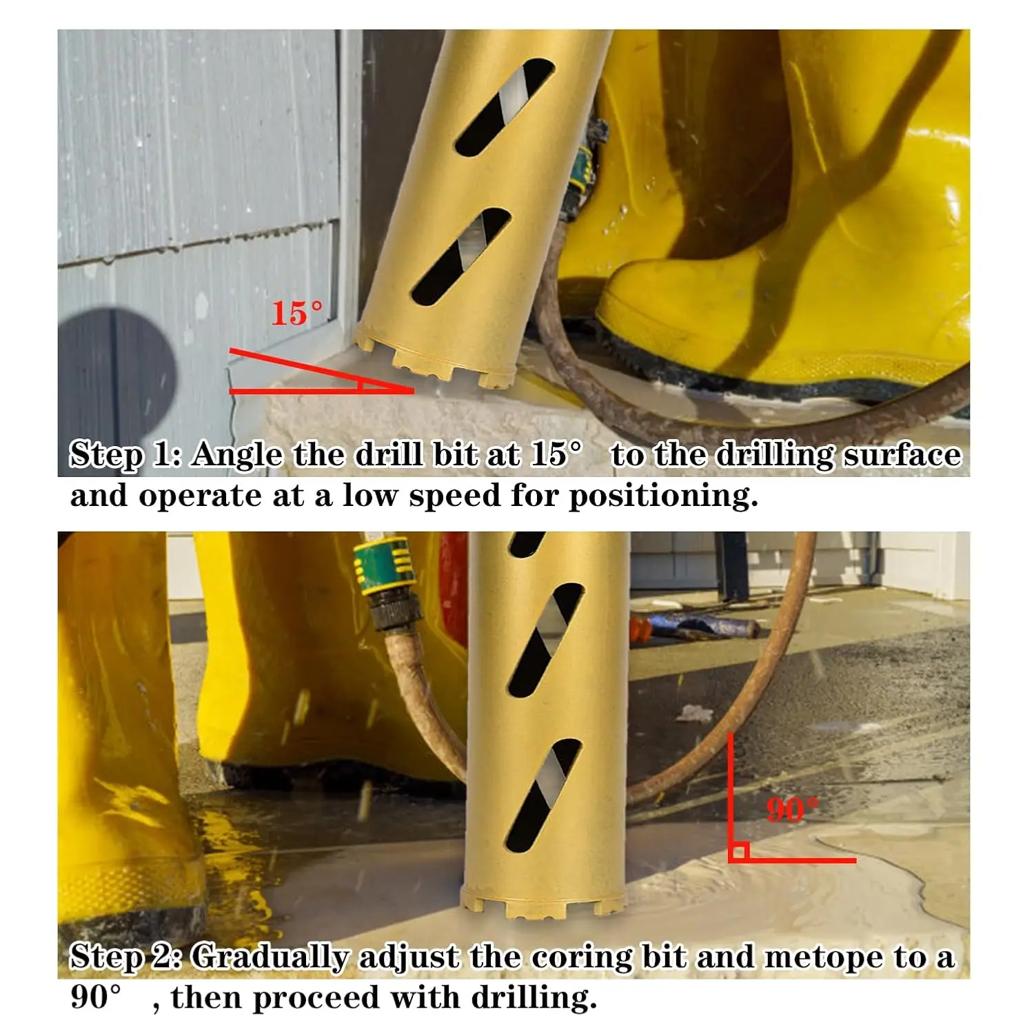 Forets à noyau de diamant 2 pièces pour béton, brique, maçonnerie-profondeur de 330mm, segment de 10mm, adaptateurs inclus