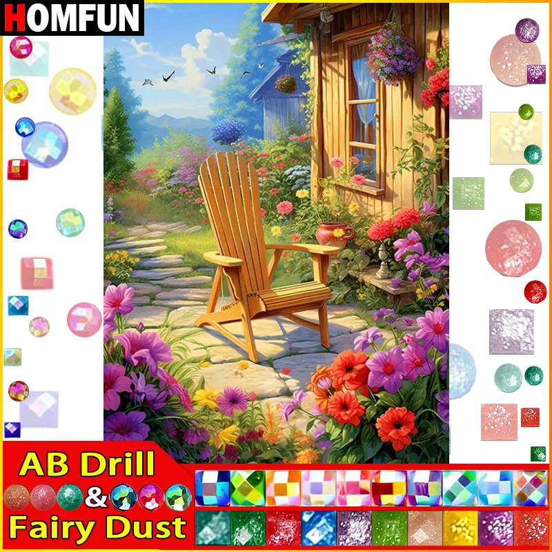 HOMFUN Fairy Dust AB Diamond Painting Full Square/Round Diamond 