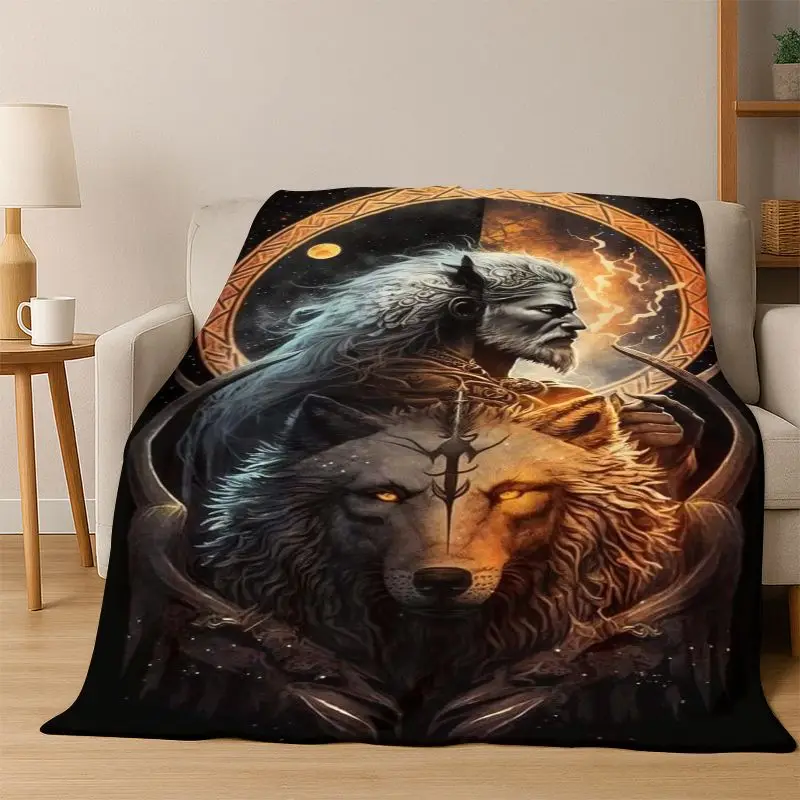 Viking WarriorSymbol Valknut Nordic Valhalla Flanelldecke, weiche, warme Überwurfdecke für Schlafzimmer, Wohnzimmer, Bett, Reisen, Camping
