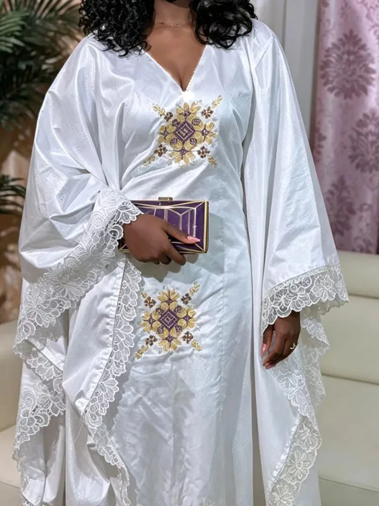 

2026 Latest Bazin Riche Women Dress Embroidered Dashiki Boubou Abaya Muslim Kaftan Maxi Gown Wedding Evening Party Outfit