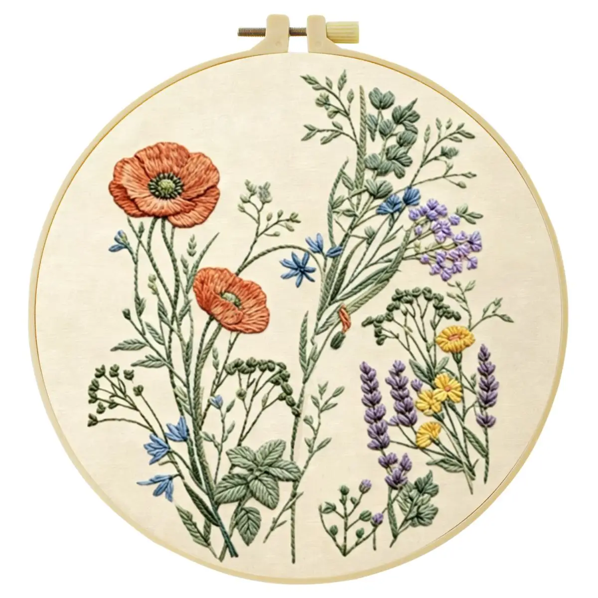 1 Stück 20X20CM/15X15CM 7,87/6,3 Zoll Blumen-Stickerei-Starter-Kit DIY-Kit DIY-Stickerei-Set Handarbeiten Heimdekoration – Detail 3