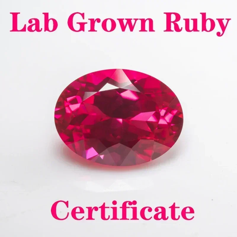 

Top Lab Grown ruby Oval Shape perfect quality VVS1 Charms Beads Diy Advanced Jewelry Making Materials Selectable AGL Certificate