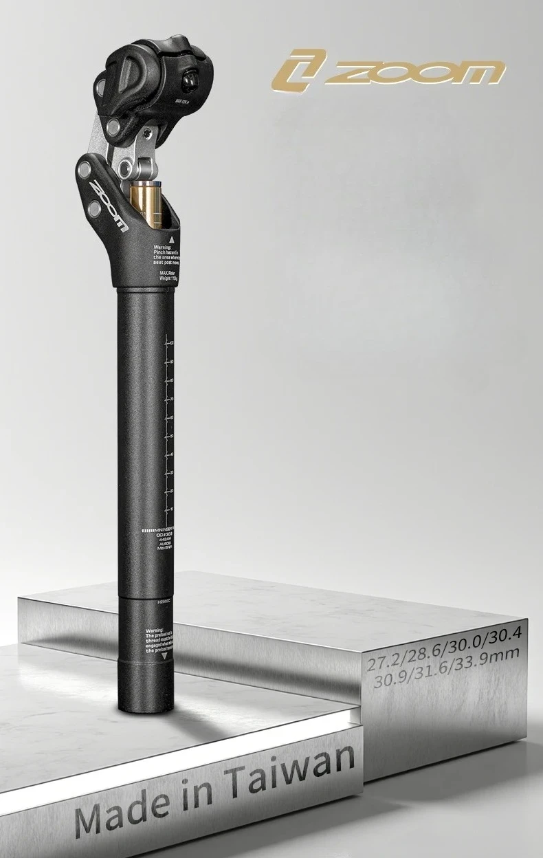 

ZOOM MTB Suspension Seatpost: Four - link Shock Absorbing, 27.2mm/30.9mm/31.6mm x 350mm for XC Road Bicycles