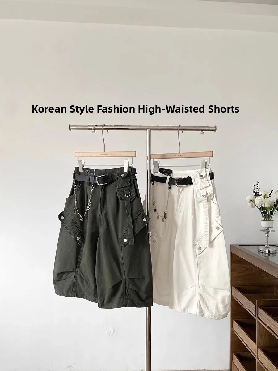 High Waist Wide Leg Jeans Korean Style Summer New Seven Parts Pants Slimming Cross Covering Casual Comfortable plus Size