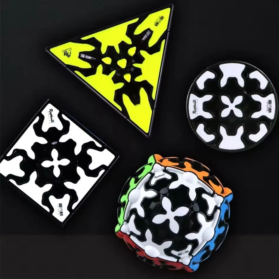 QiYi Gear Cube 3x3x3 Pyramid Cylindrical Creative Shaped Cylinder Sphere Speed Magic Cube Gear Educational Toy for Children Gift