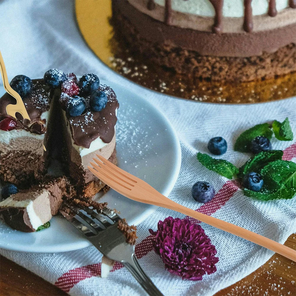 

2pcs Long Wooden Forks Handcrafted Wood Salad Mixing Forks For Stirring Serving Pasta Fruit Appetizer Reusable Kitchen Utensil