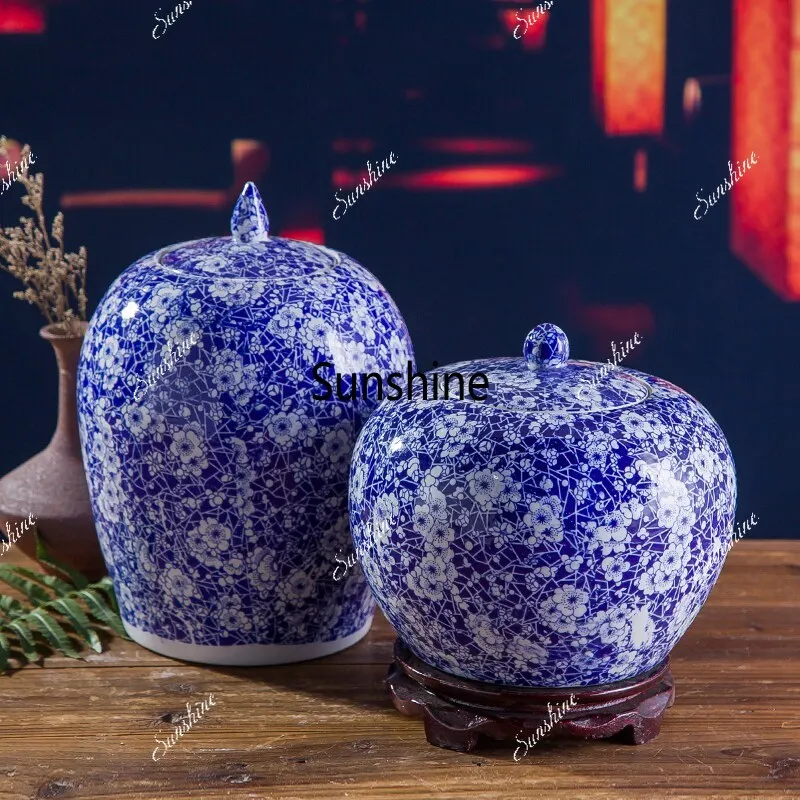 Ceramic rice tank sealed insect-proof with lid storage tank simple