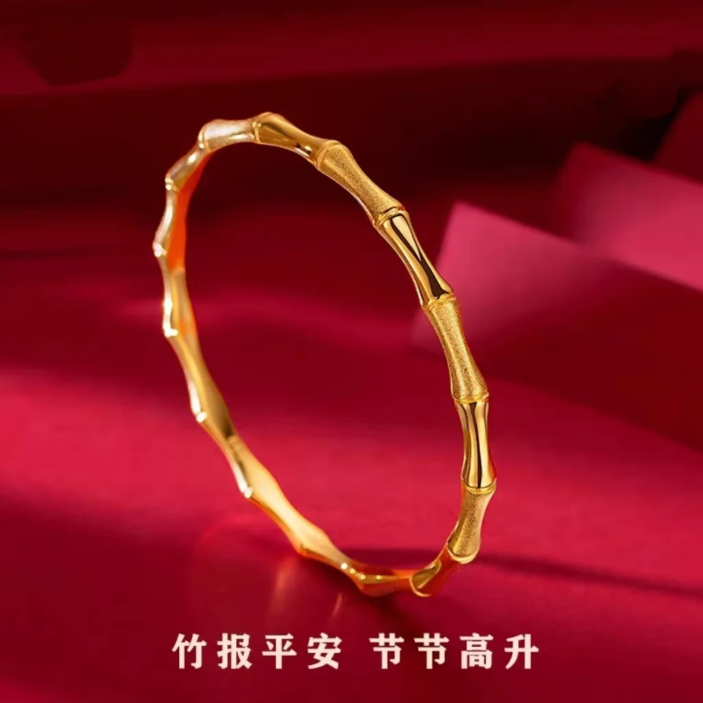 9999 real gold 24K yellow gold High-rise Bracelet Classic Bamboo for Peace Bamboo Bracelet