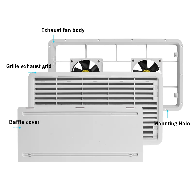 12V Ventilation Fan Side Vent Exhaust Fan 2 Way Inlet Outlet Exhaust Air Blower Side Mount for Trailer Caravan Yacht