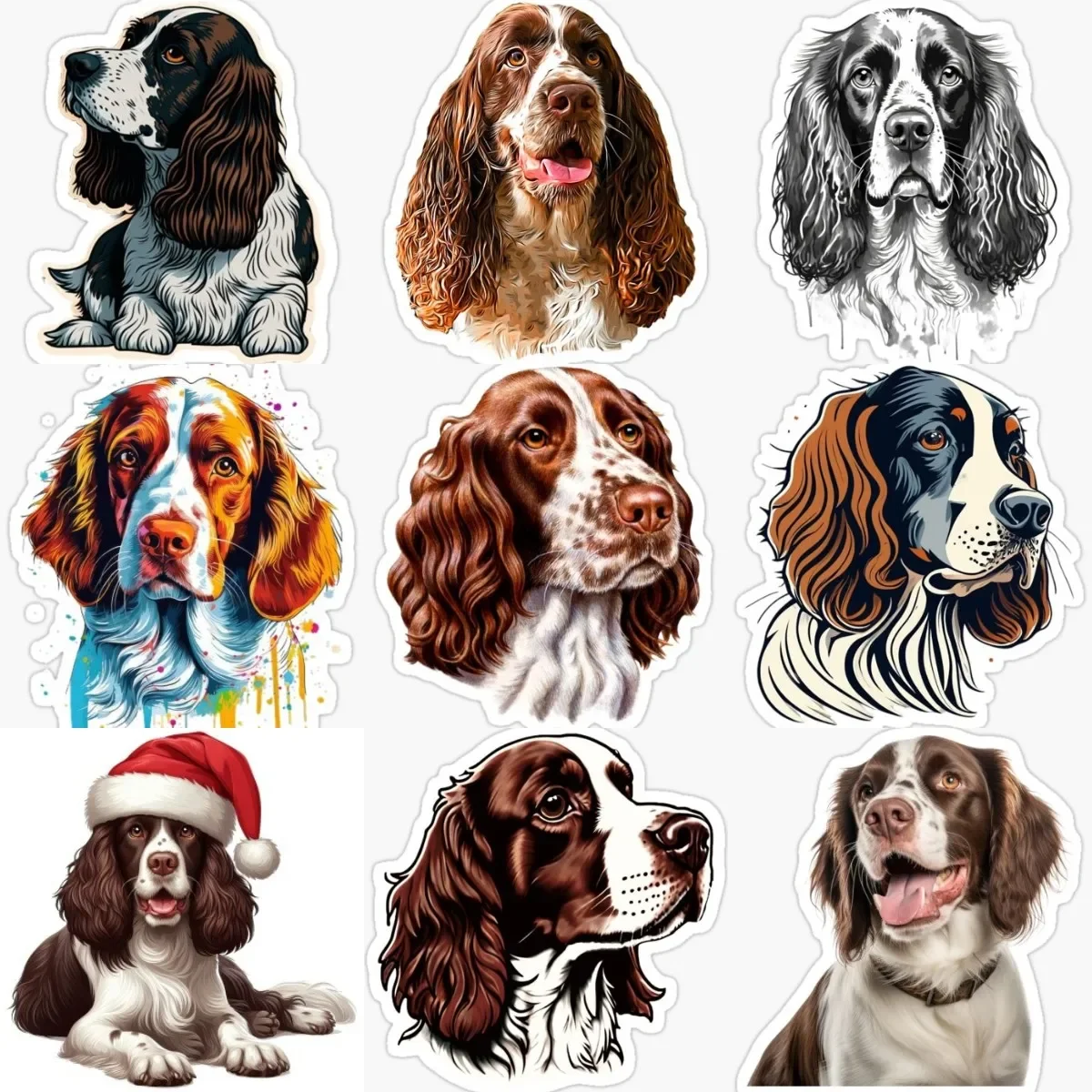 

Springer Spaniel Dog Creative Color Stickers for Laptop Racing Motorcycle Off-road Car Window Door Truck Boat Fridge Wall Room