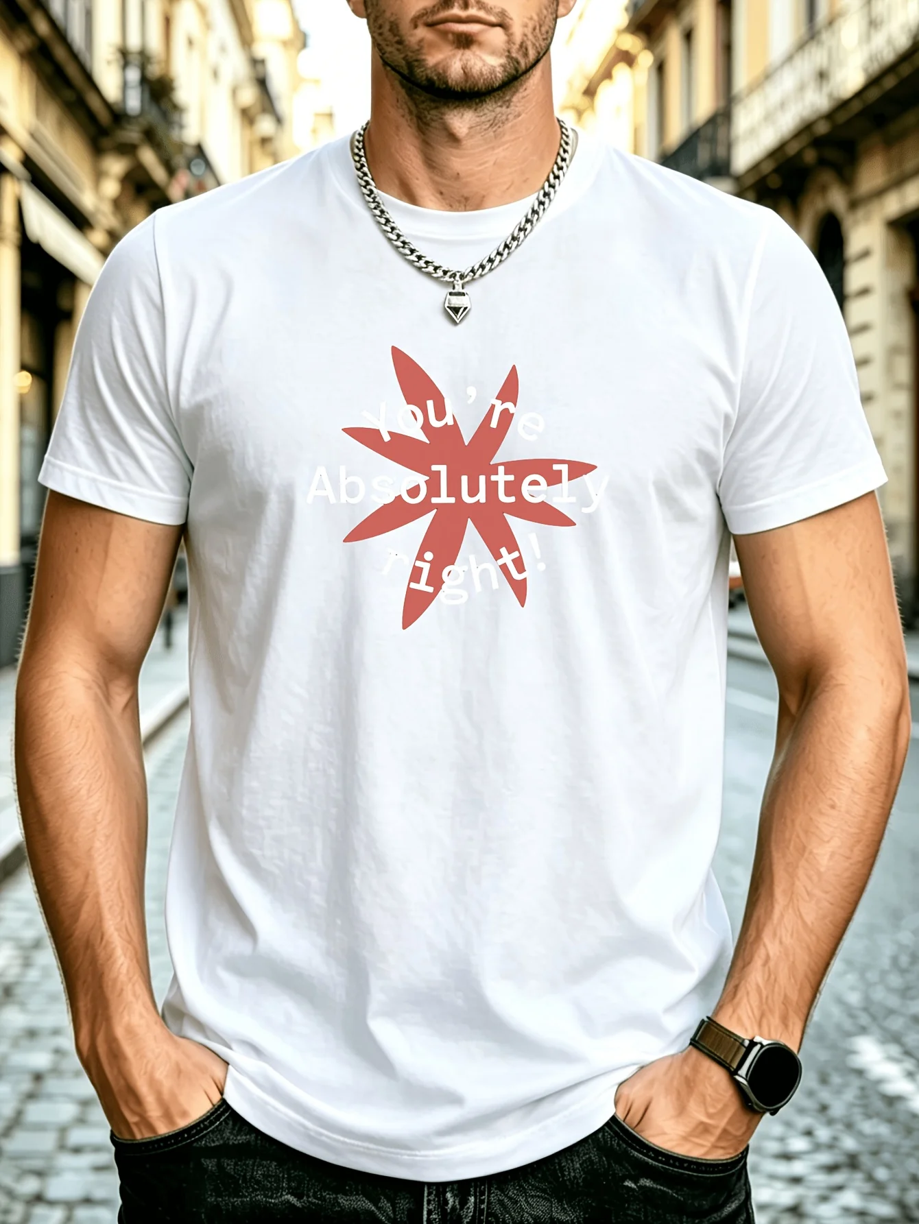 Men'S You'Re Absolutely Right Floral Print Funny T-Shirt Casual Comfortable Short Sleeve