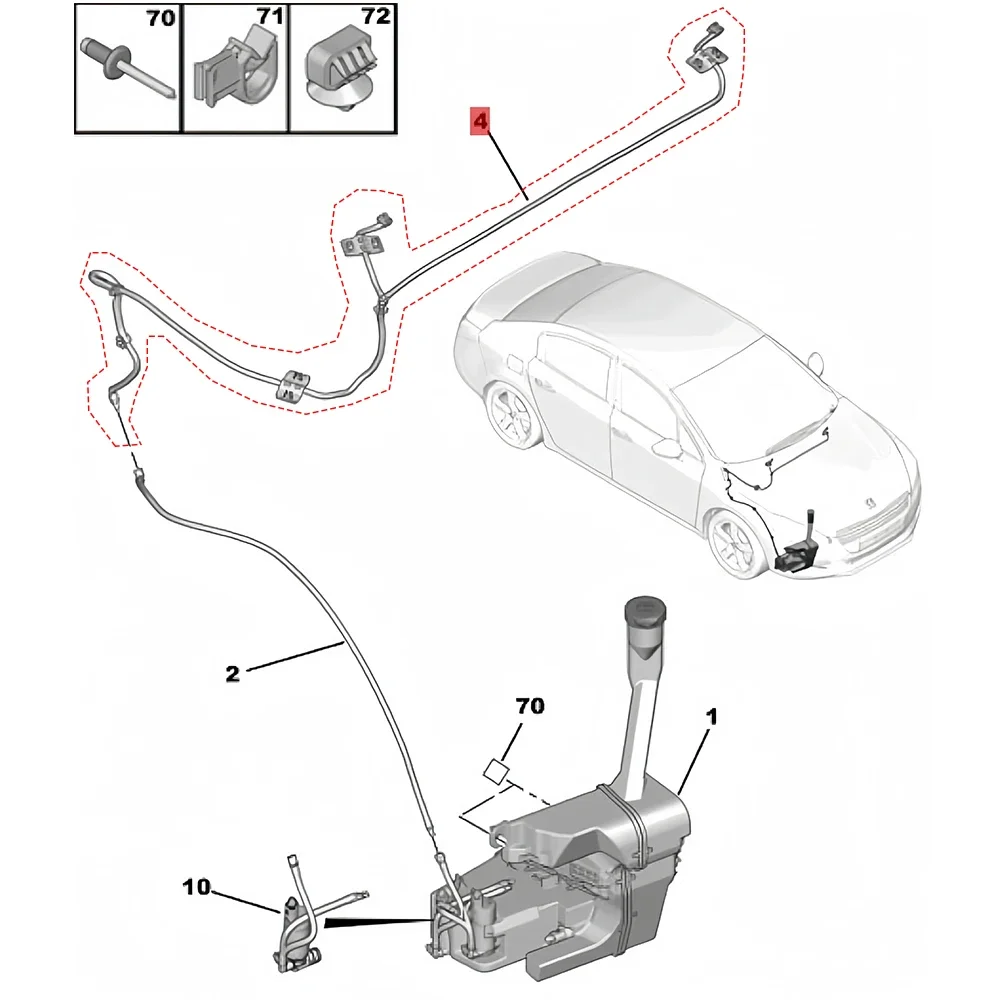 For Peugeot 508 6438ET 9673401080 Front Engine Hood Windshield Washer Spray Cleaning Tube Jet Windscreen Wiper Nozzle