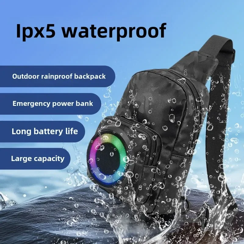 حقيبة ظهر خارجية مكبر صوت بلوتوث سعة كبيرة قابلة لإعادة الشحن ومقاومة للماء للمشي لمسافات طويلة وركوب الدراجات وحقيبة مكبر الصوت