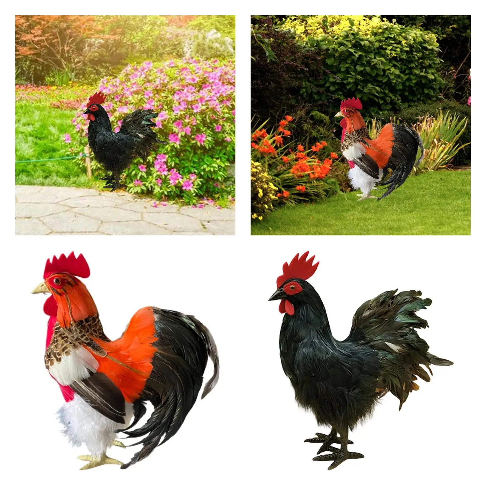 Simulation Chicken Model Ornament Lifelike Rooster Decoration Outdoor Statue for Home Garden Store Teaching Prop